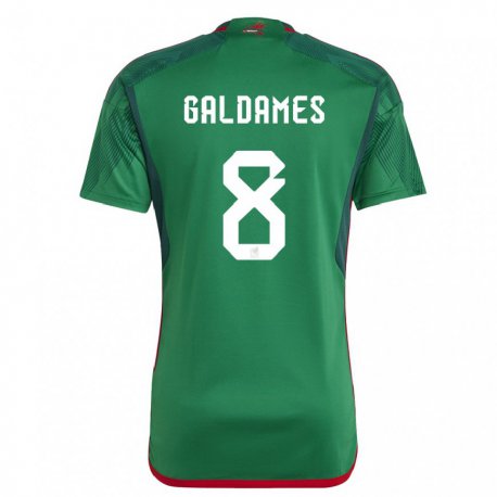 Kandiny Niño Camiseta México Benjamin Galdames #8 Verde 1ª Equipación 22-24 La Camisa Chile
