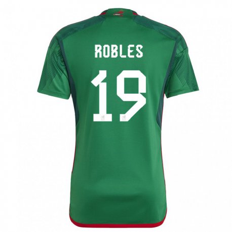 Kandiny Niño Camiseta México Angel Robles #19 Verde 1ª Equipación 22-24 La Camisa Chile