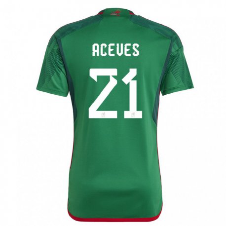 Kandiny Niño Camiseta México Daniel Aceves #21 Verde 1ª Equipación 22-24 La Camisa Chile