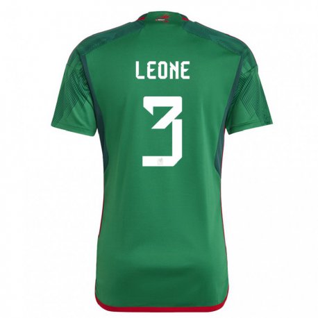 Kandiny Niño Camiseta México Antonio Leone #3 Verde 1ª Equipación 22-24 La Camisa Chile