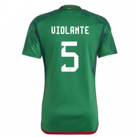 Kandiny Niño Camiseta México Isaias Violante #5 Verde 1ª Equipación 22-24 La Camisa Chile