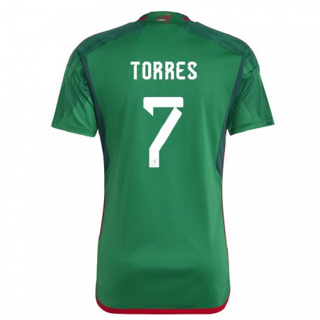 Kandiny Niño Camiseta México Christian Torres #7 Verde 1ª Equipación 22-24 La Camisa Chile