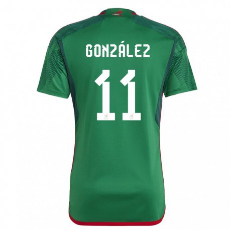 Kandiny Niño Camiseta México Bryan Gonzalez #11 Verde 1ª Equipación 22-24 La Camisa Chile