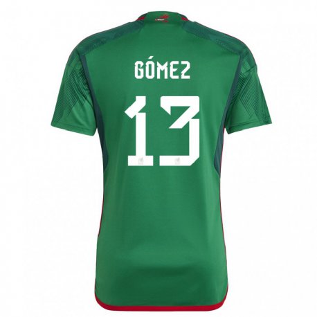 Kandiny Niño Camiseta México Diego Gomez #13 Verde 1ª Equipación 22-24 La Camisa Chile