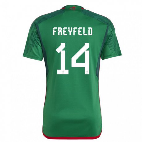 Kandiny Niño Camiseta México Emiliano Freyfeld #14 Verde 1ª Equipación 22-24 La Camisa Chile