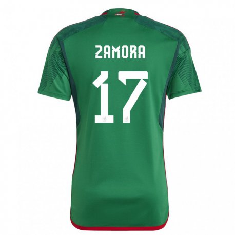 Kandiny Niño Camiseta México Saul Zamora #17 Verde 1ª Equipación 22-24 La Camisa Chile