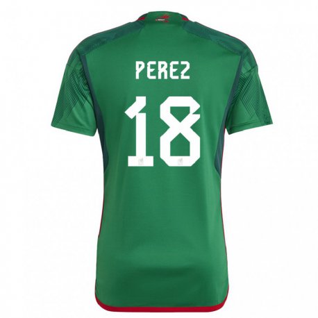 Kandiny Niño Camiseta México Jonathan Perez #18 Verde 1ª Equipación 22-24 La Camisa Chile