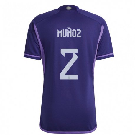 Kandiny Niño Camiseta Argentina Luana Munoz #2 Morado 2ª Equipación 22-24 La Camisa Chile