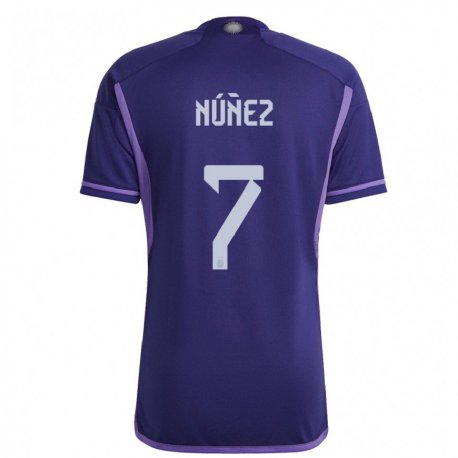 Kandiny Niño Camiseta Argentina Romina Nunez #7 Morado 2ª Equipación 22-24 La Camisa Chile
