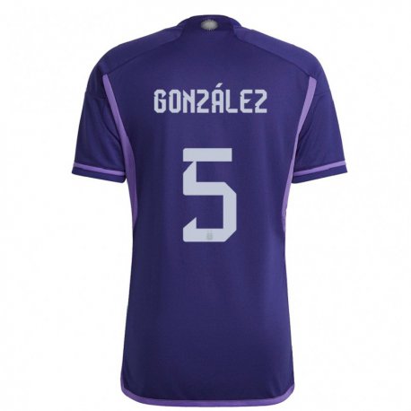 Kandiny Niño Camiseta Argentina Maximiliano Gonzalez #5 Morado 2ª Equipación 22-24 La Camisa Chile