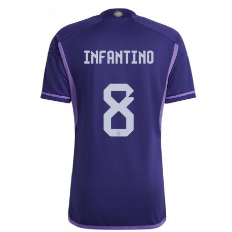 Kandiny Niño Camiseta Argentina Gino Infantino #8 Morado 2ª Equipación 22-24 La Camisa Chile