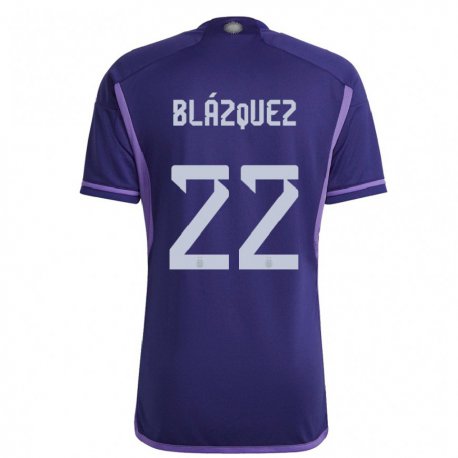 Kandiny Niño Camiseta Argentina Joaquin Blazquez #22 Morado 2ª Equipación 22-24 La Camisa Chile