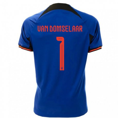 Kandiny Niño Camiseta Países Bajos Daphne Van Domselaar #1 Azul Real 2ª Equipación 22-24 La Camisa Chile