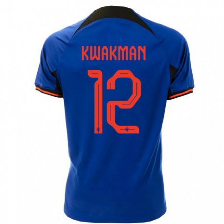 Kandiny Niño Camiseta Países Bajos Dave Kwakman #12 Azul Real 2ª Equipación 22-24 La Camisa Chile