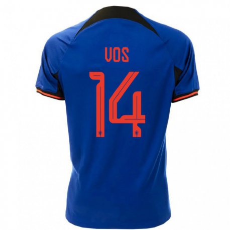 Kandiny Niño Camiseta Países Bajos Silvano Vos #14 Azul Real 2ª Equipación 22-24 La Camisa Chile