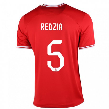 Kandiny Niño Camiseta Polonia Anna Redzia #5 Rojo 2ª Equipación 22-24 La Camisa Chile