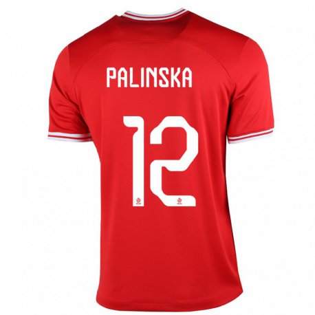 Kandiny Niño Camiseta Polonia Anna Palinska #12 Rojo 2ª Equipación 22-24 La Camisa Chile