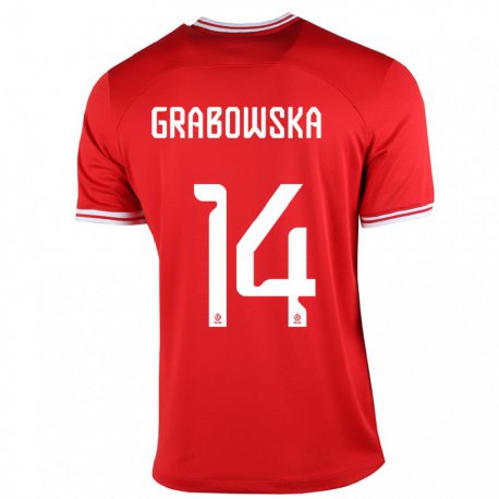 Kandiny Niño Camiseta Polonia Dominika Grabowska #14 Rojo 2ª Equipación 22-24 La Camisa Chile