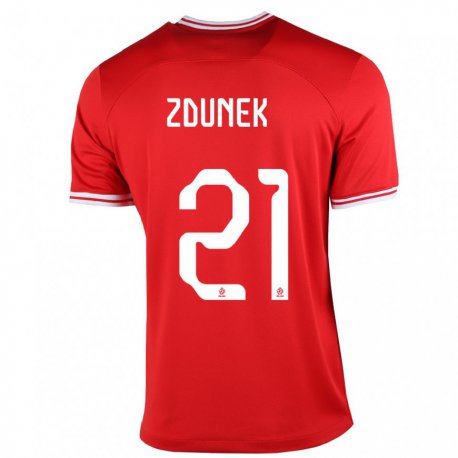 Kandiny Niño Camiseta Polonia Emilia Zdunek #21 Rojo 2ª Equipación 22-24 La Camisa Chile