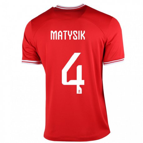 Kandiny Niño Camiseta Polonia Milosz Matysik #4 Rojo 2ª Equipación 22-24 La Camisa Chile