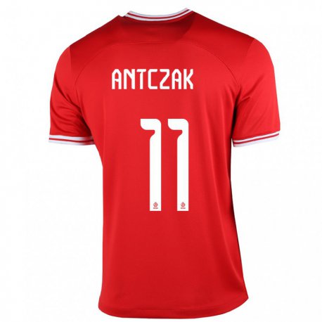 Kandiny Niño Camiseta Polonia Jakub Antczak #11 Rojo 2ª Equipación 22-24 La Camisa Chile