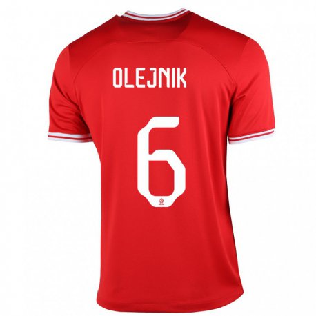 Kandiny Niño Camiseta Polonia Patryk Olejnik #6 Rojo 2ª Equipación 22-24 La Camisa Chile