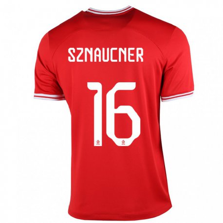 Kandiny Niño Camiseta Polonia Maksymilian Sznaucner #16 Rojo 2ª Equipación 22-24 La Camisa Chile