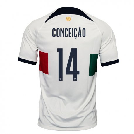 Kandiny Niño Camiseta Portugal Rodrigo Conceicao #14 Blanco 2ª Equipación 22-24 La Camisa Chile