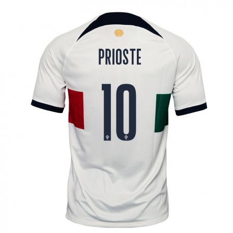 Kandiny Niño Camiseta Portugal Diogo Prioste #10 Blanco 2ª Equipación 22-24 La Camisa Chile