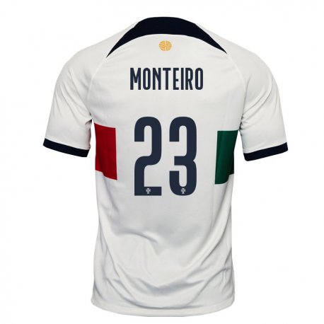 Kandiny Niño Camiseta Portugal David Monteiro #23 Blanco 2ª Equipación 22-24 La Camisa Chile
