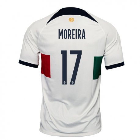 Kandiny Niño Camiseta Portugal Goncalo Moreira #17 Blanco 2ª Equipación 22-24 La Camisa Chile