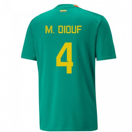 Kandiny Niño Camiseta Senegal Mame Diarra Diouf #4 Verde 2ª Equipación 22-24 La Camisa Chile
