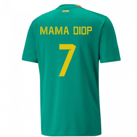 Kandiny Niño Camiseta Senegal Mama Diop #7 Verde 2ª Equipación 22-24 La Camisa Chile