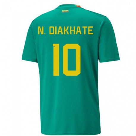 Kandiny Niño Camiseta Senegal Ndeye Awa Diakhate #10 Verde 2ª Equipación 22-24 La Camisa Chile