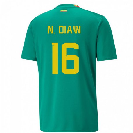 Kandiny Niño Camiseta Senegal Ndeye Meissa Diaw #16 Verde 2ª Equipación 22-24 La Camisa Chile