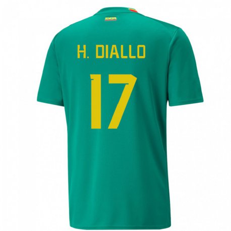 Kandiny Niño Camiseta Senegal Hapsatou Malado Diallo #17 Verde 2ª Equipación 22-24 La Camisa Chile