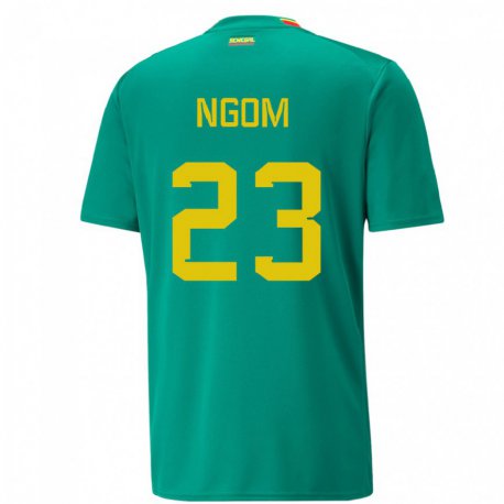 Kandiny Niño Camiseta Senegal Astou Ngom #23 Verde 2ª Equipación 22-24 La Camisa Chile