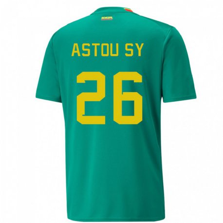 Kandiny Niño Camiseta Senegal Astou Sy #26 Verde 2ª Equipación 22-24 La Camisa Chile