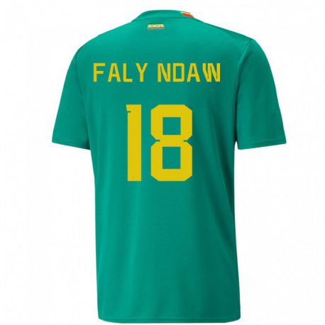 Kandiny Niño Camiseta Senegal Faly Ndaw #18 Verde 2ª Equipación 22-24 La Camisa Chile