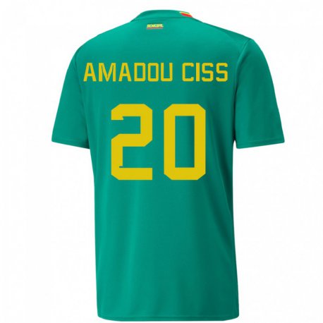 Kandiny Niño Camiseta Senegal Amadou Ciss #20 Verde 2ª Equipación 22-24 La Camisa Chile