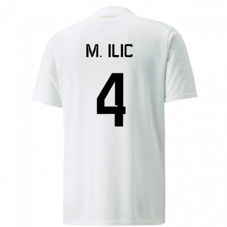 Kandiny Niño Camiseta Serbia Marija Ilic #4 Blanco 2ª Equipación 22-24 La Camisa Chile