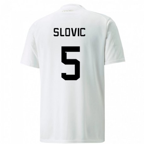 Kandiny Niño Camiseta Serbia Violeta Slovic #5 Blanco 2ª Equipación 22-24 La Camisa Chile