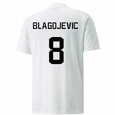Kandiny Niño Camiseta Serbia Dina Blagojevic #8 Blanco 2ª Equipación 22-24 La Camisa Chile