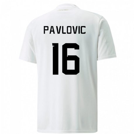 Kandiny Niño Camiseta Serbia Sara Pavlovic #16 Blanco 2ª Equipación 22-24 La Camisa Chile