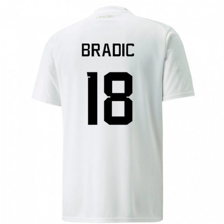 Kandiny Niño Camiseta Serbia Biljana Bradic #18 Blanco 2ª Equipación 22-24 La Camisa Chile