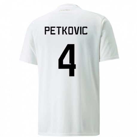 Kandiny Niño Camiseta Serbia Nikola Petkovic #4 Blanco 2ª Equipación 22-24 La Camisa Chile