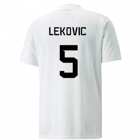 Kandiny Niño Camiseta Serbia Stefan Lekovic #5 Blanco 2ª Equipación 22-24 La Camisa Chile