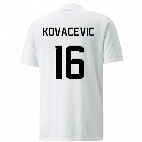Kandiny Niño Camiseta Serbia Bojan Kovacevic #16 Blanco 2ª Equipación 22-24 La Camisa Chile