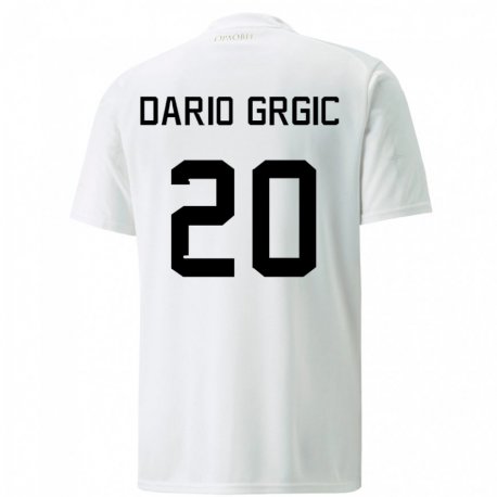 Kandiny Niño Camiseta Serbia Dario Grgic #20 Blanco 2ª Equipación 22-24 La Camisa Chile