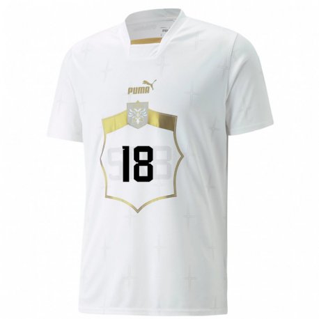 Kandiny Niño Camiseta Serbia Kosta Nedeljkovic #18 Blanco 2ª Equipación 22-24 La Camisa Chile